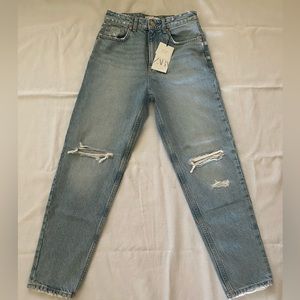 Zara high rise, classic mom fit jeans